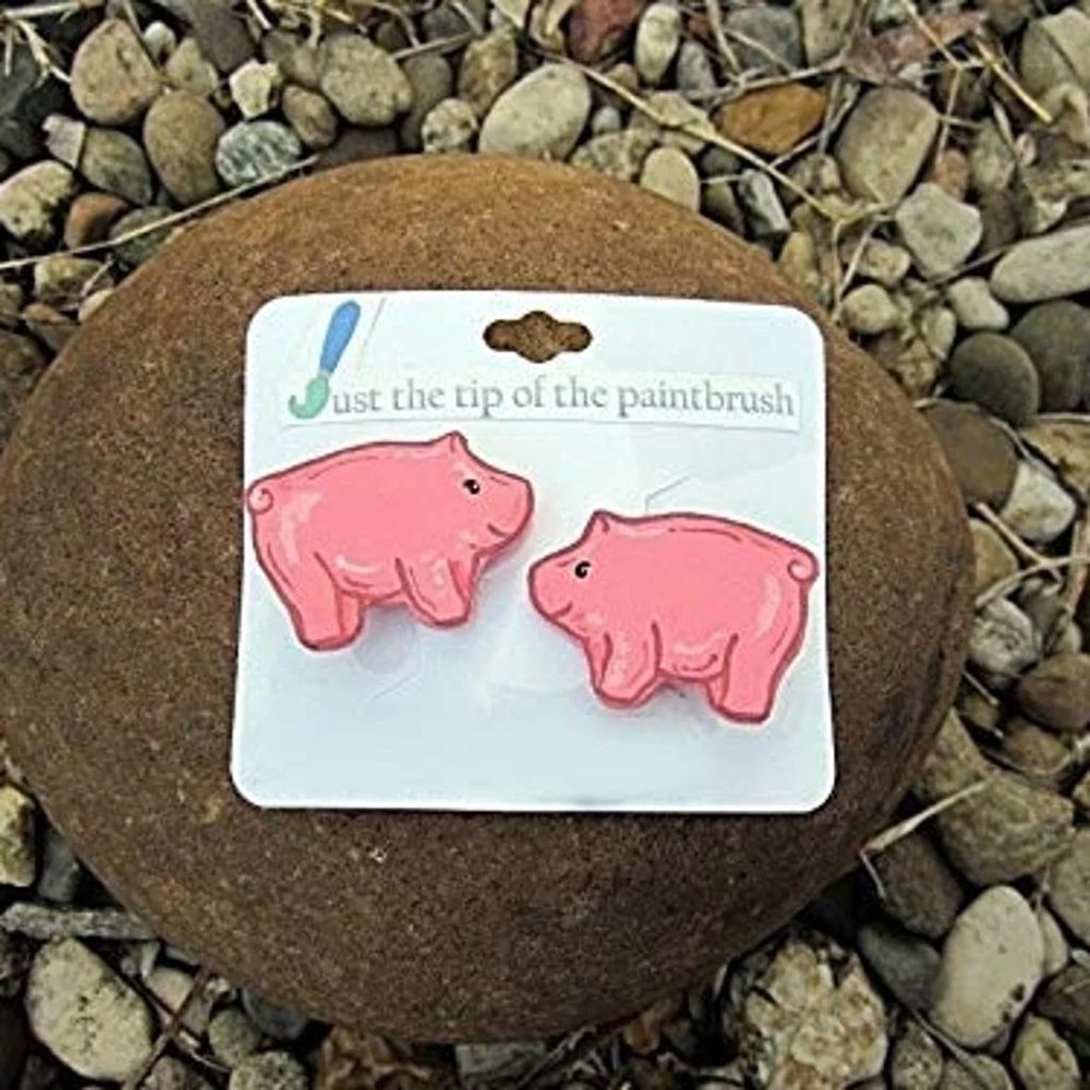 Wooden Pig Hair Clips Barrettes handmade handcrafted